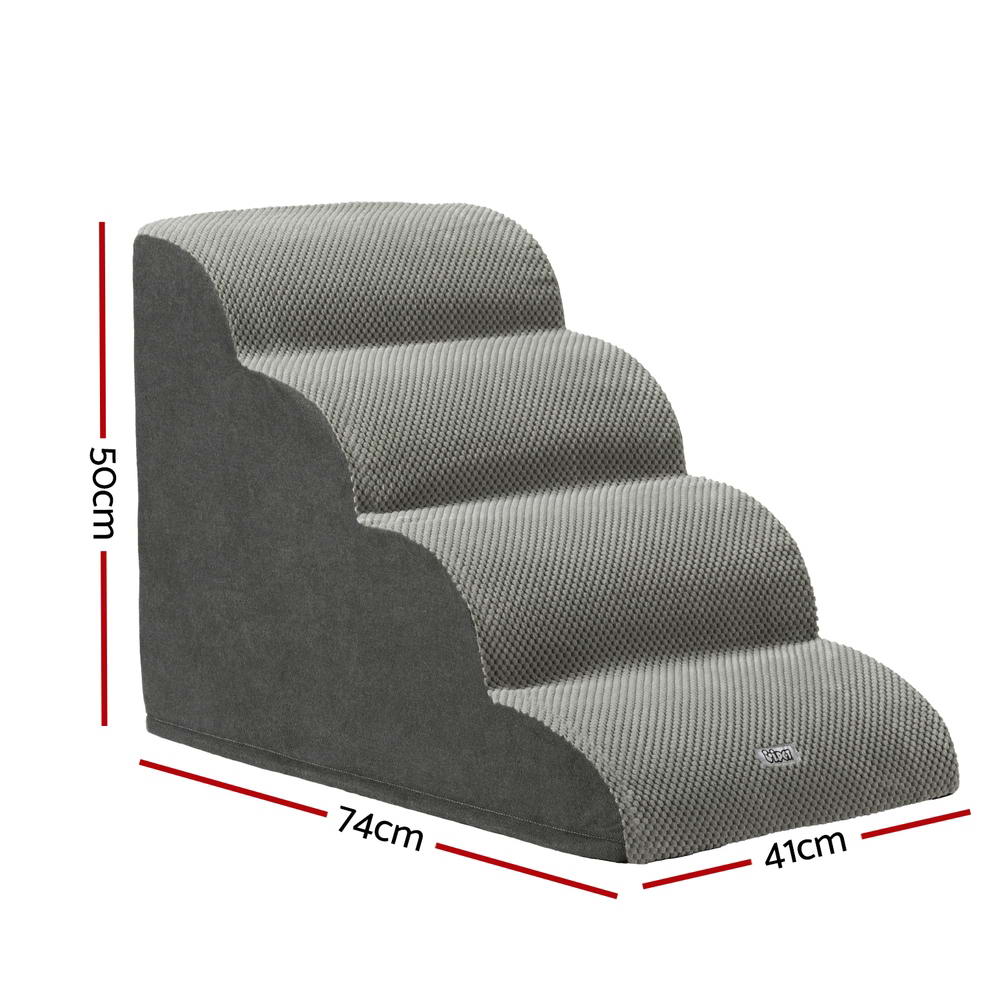 i.Pet 4-Tier Dog Ramp – Foam Pet Stairs for Bed, Sofa & Car (Indoor Use)
