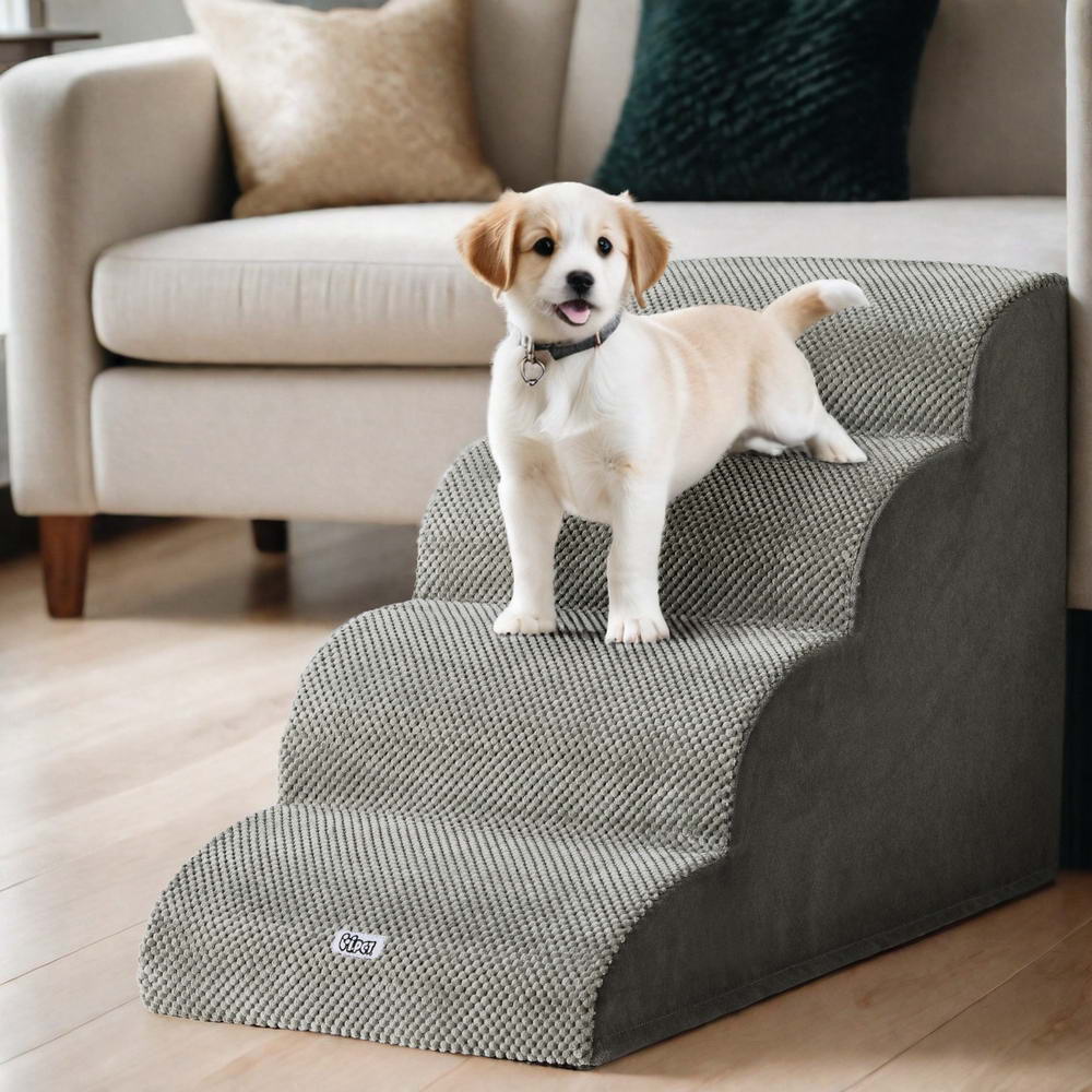 i.Pet 4-Tier Dog Ramp – Foam Pet Stairs for Bed, Sofa & Car (Indoor Use)