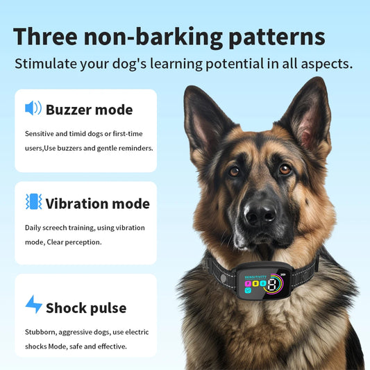 Smart Anti-Bark Collar – Shock & Vibration, Rechargeable, Waterproof
