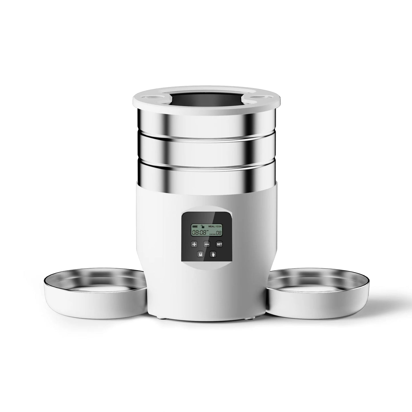 4.5L Button WiFi Automatic Pet Feeder Includes Two Stainless Steel Bowls