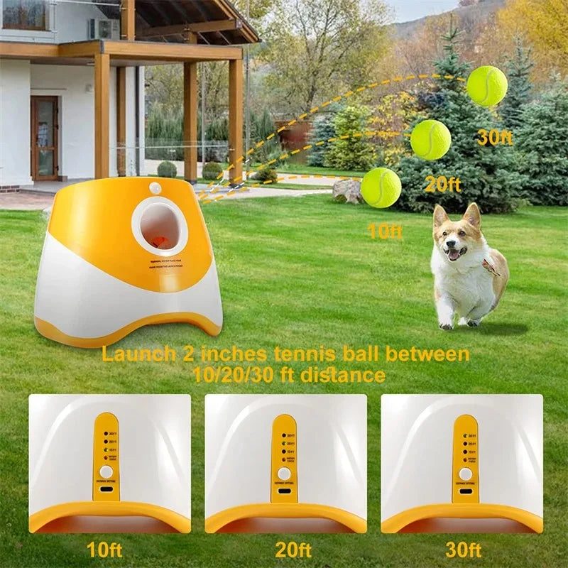 Automatic Dog Tennis Ball Launcher Rechargeable Catapult 6 Ball