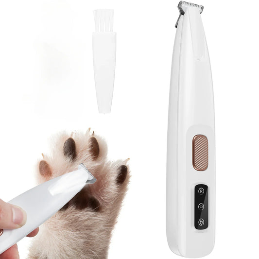 Dog Paw Trimmer with LED Light – Waterproof Rechargeable Hair Clipper