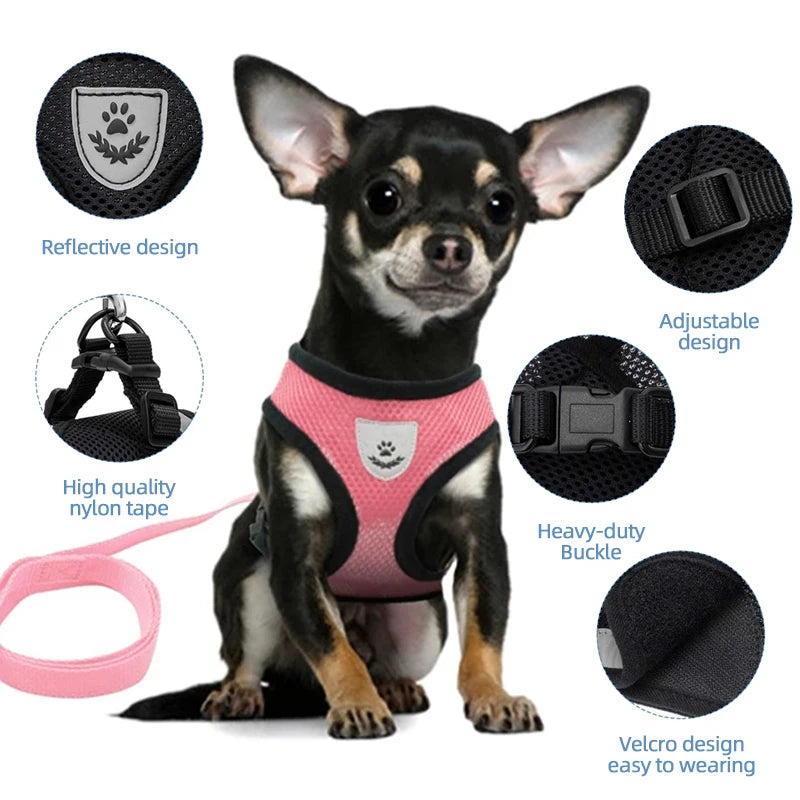 Adjustable Vest Polyester Mesh Breathable Harnesses Reflective for Pet