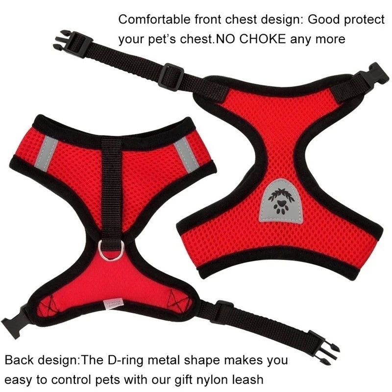 Adjustable Vest Polyester Mesh Breathable Harnesses Reflective for Pet