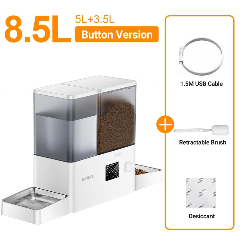 Auto 5L Cat Kibble Dispenser with 3.5L Water Refill