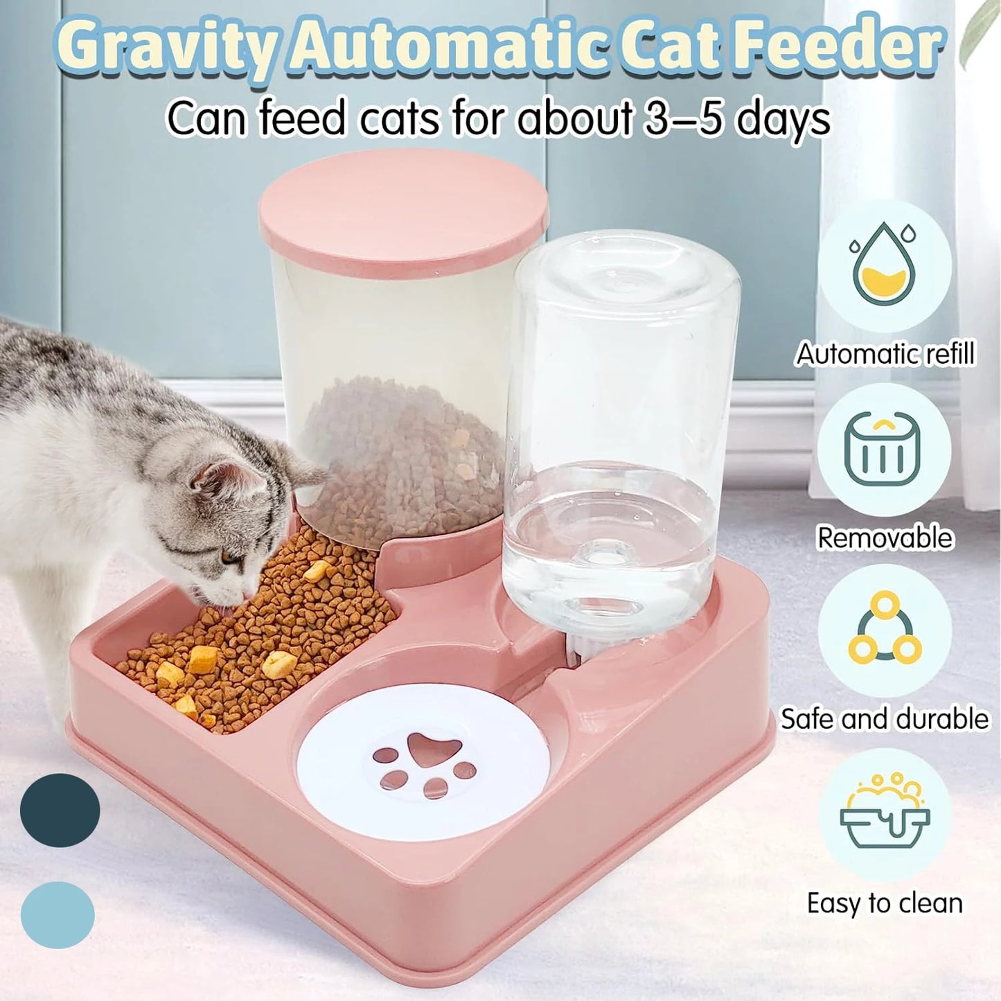 2 In 1 Tilted Automatic Pet Food And Water Feeder Gravity Food Feeder and Waterer