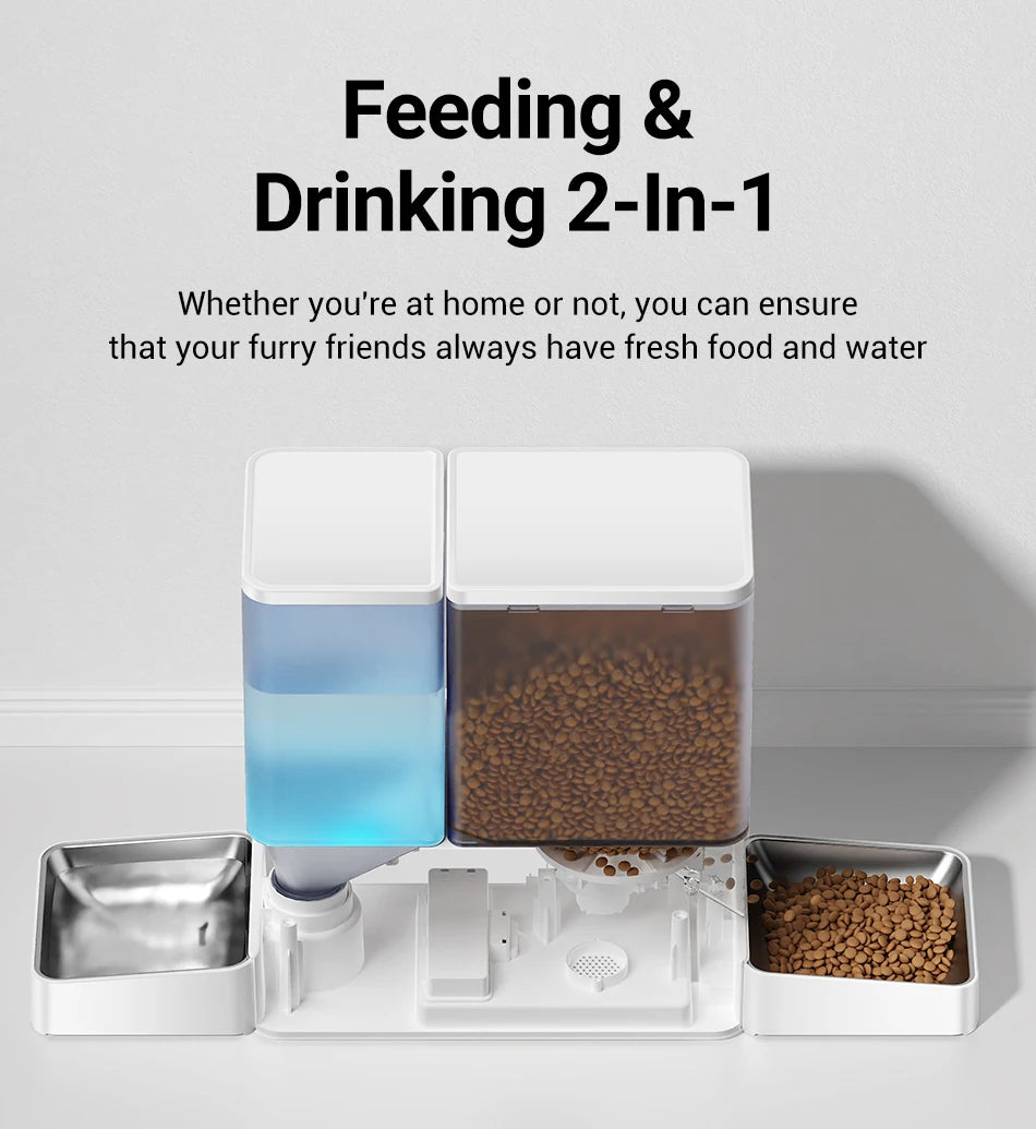 Auto 5L Cat Kibble Dispenser with 3.5L Water Refill