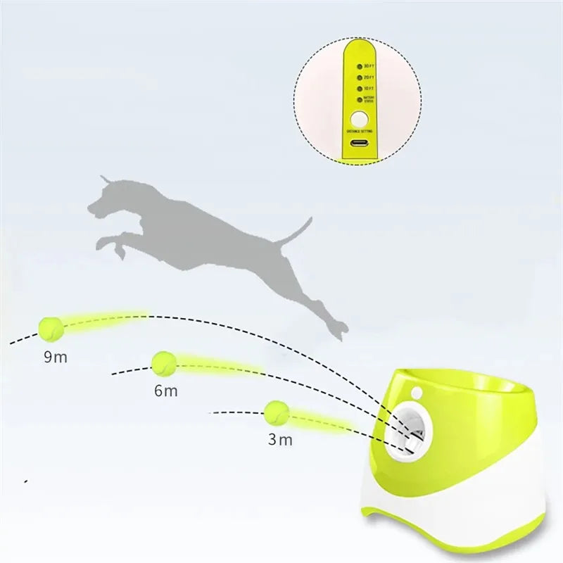Automatic Dog Tennis Ball Launcher Rechargeable Catapult 6 Ball