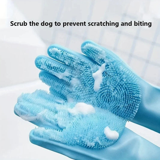 Pet Grooming Gloves – Hair Removal, Scrubbing & Massage for Pets