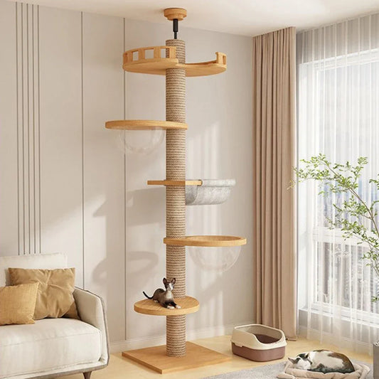 Cats Tree Floor – Solid Wooden Multi-Layer Cat Climbing Tower