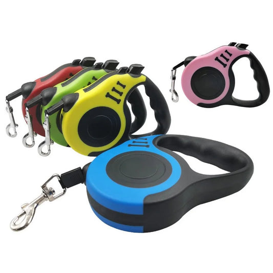 Retractable Dog Leash – 3M/5M Length with Reflective Safety Strip
