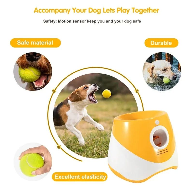Automatic Dog Tennis Ball Launcher Rechargeable Catapult 6 Ball