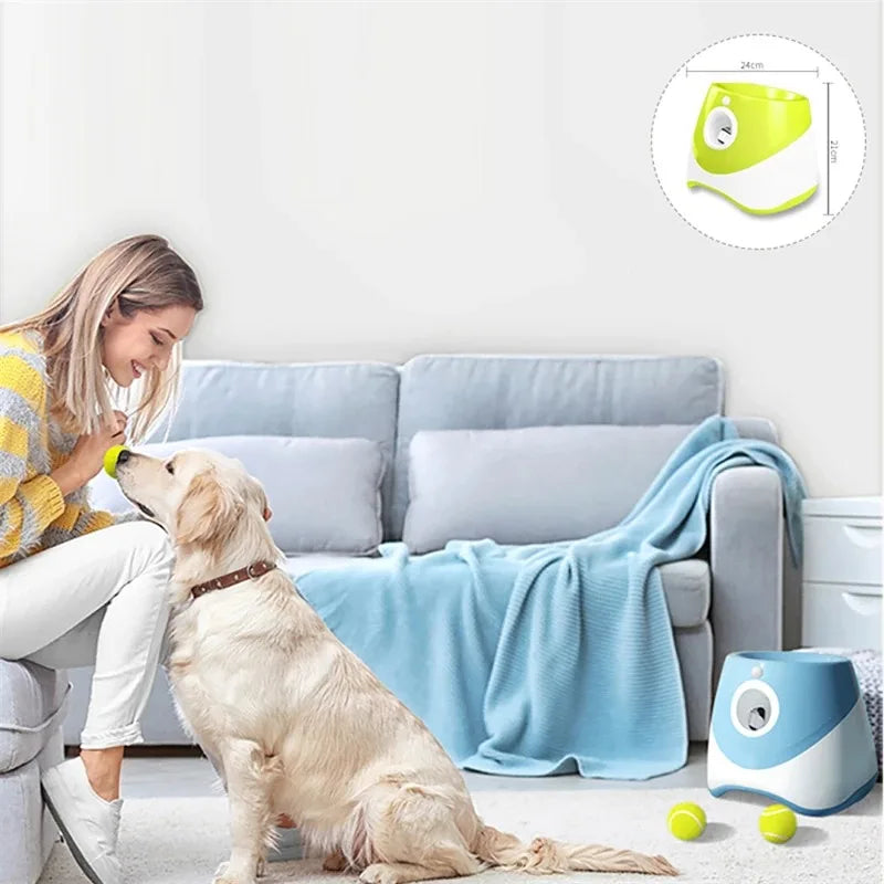 Automatic Dog Tennis Ball Launcher Rechargeable Catapult 6 Ball