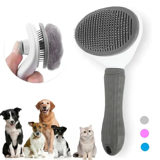 Self-Cleaning Pet Grooming Brush – Hair Remover & De-shedding Tool