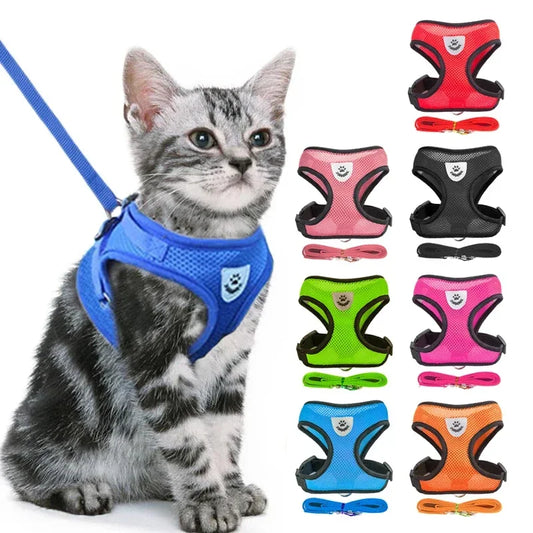 Adjustable Reflective Mesh Pet Harness Vest with Leash – Escape-Proof
