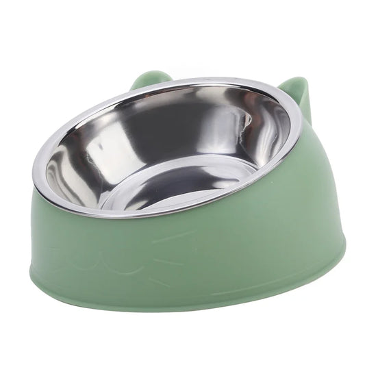 Inclined Cat Bowl – Stainless Steel Feeder for Cats & Small Dogs