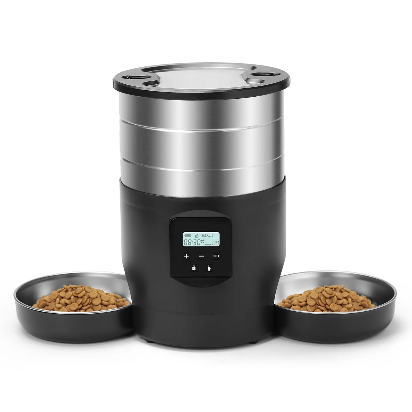 4.5L Button WiFi Automatic Pet Feeder Includes Two Stainless Steel Bowls