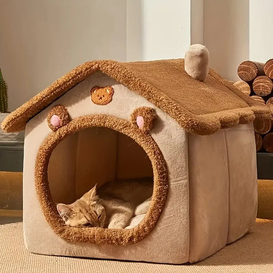 Foldable Pet House – Soft Washable Cave Bed for Cats and Small Dogs
