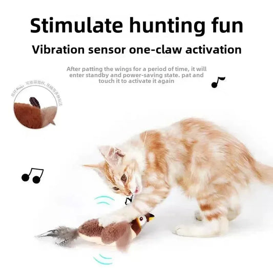 Interactive Catnip Bird Toy – USB Rechargeable with Chirping Sounds