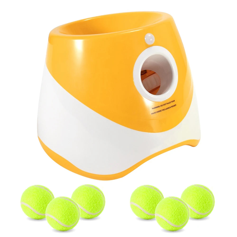 Automatic Dog Tennis Ball Launcher Rechargeable Catapult 6 Ball