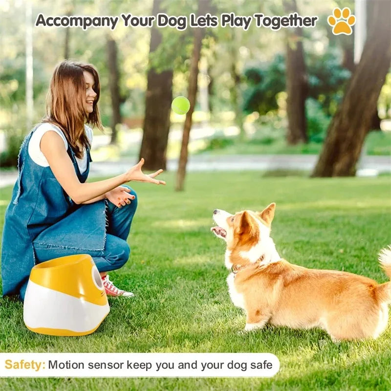 Automatic Dog Tennis Ball Launcher Rechargeable Catapult 6 Ball