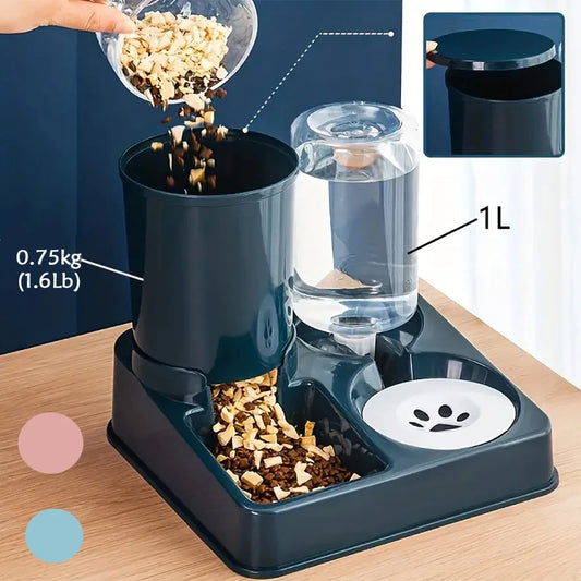 2-in-1 Tilted Automatic Pet Food & Water Feeder – Gravity System