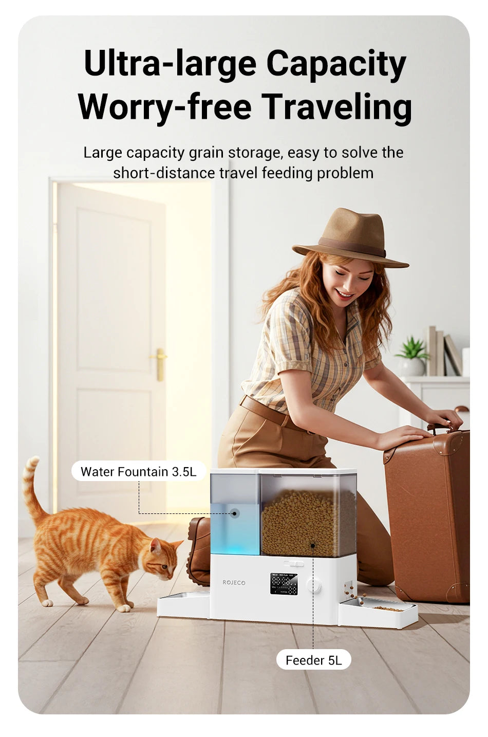 Auto 5L Cat Kibble Dispenser with 3.5L Water Refill