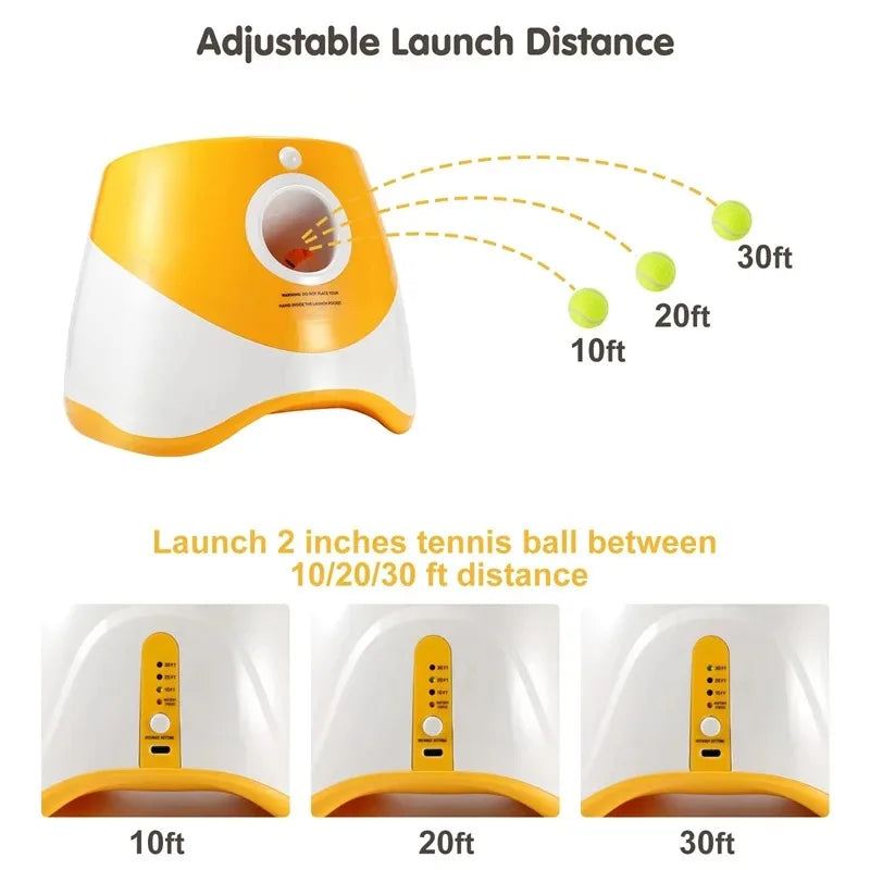 Automatic Dog Tennis Ball Launcher Rechargeable Catapult 6 Ball