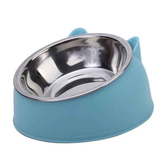 Inclined Cat Bowl – Stainless Steel Feeder for Cats & Small Dogs