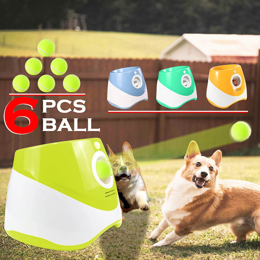 Automatic Dog Tennis Ball Launcher Rechargeable Catapult 6 Ball