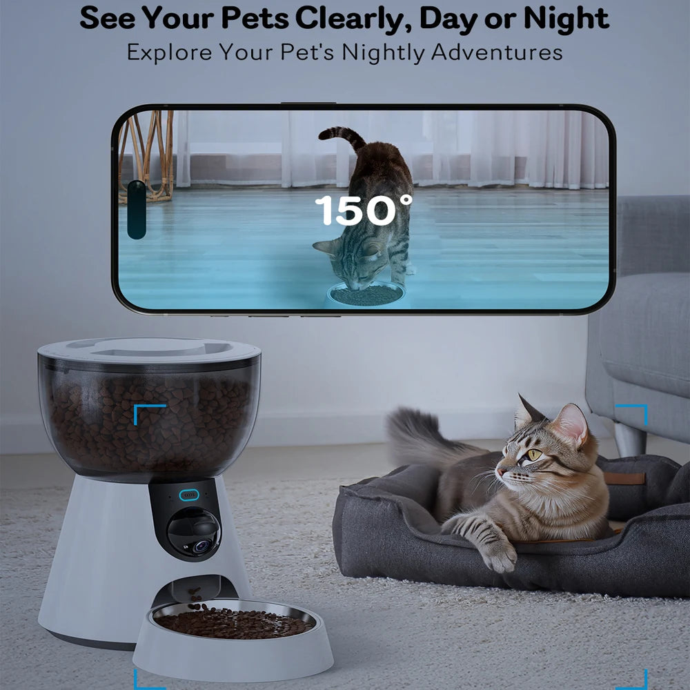 4L 5G Net Automatic Smart Pet Feeder With Camera Recorder Timing Video