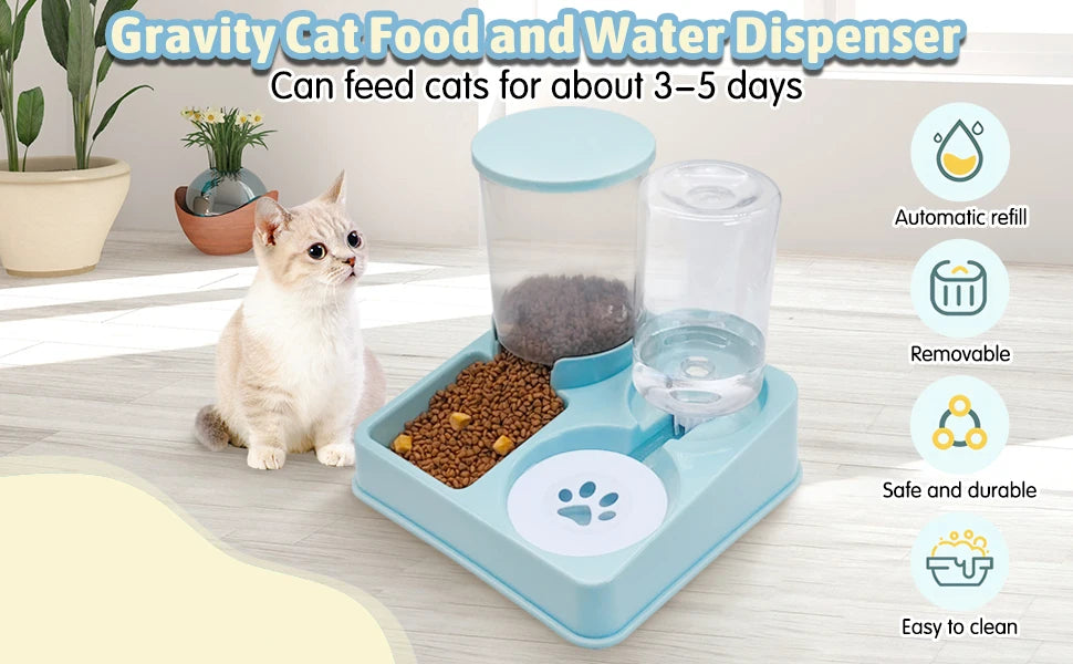 2 In 1 Tilted Automatic Pet Food And Water Feeder Gravity Food Feeder and Waterer