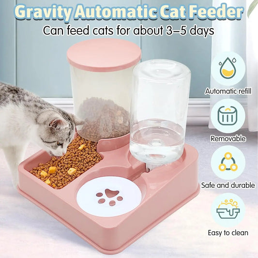 2-in-1 Tilted Automatic Pet Food & Water Feeder – Gravity System