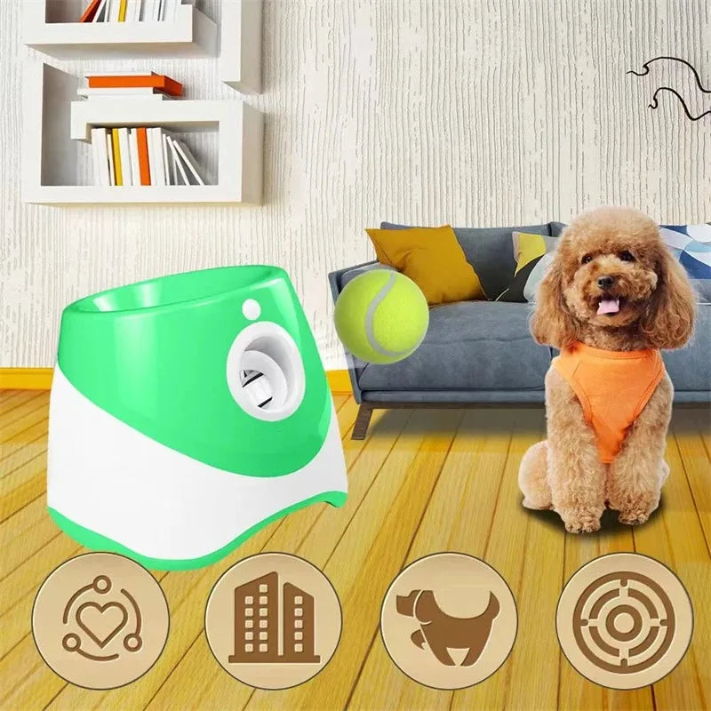 Automatic Dog Tennis Ball Launcher Rechargeable Catapult 6 Ball