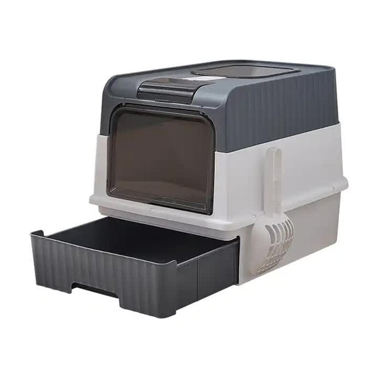 Large Enclosed Cat Litter Box – Drawer, Scoop, Odor & Easy Clean