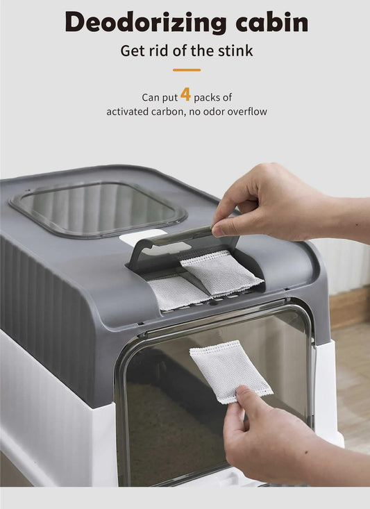 Large Enclosed Cat Litter Box – Drawer, Scoop, Odor & Easy Clean