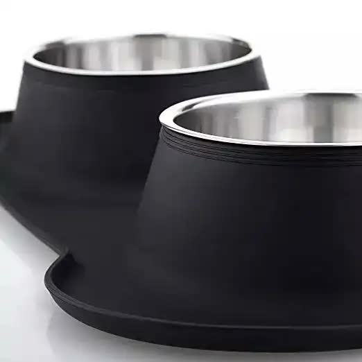 Non-Slip Stainless Steel Double Pet Bowl Set with Spill-Resistant Silicone Mat 45*27cm