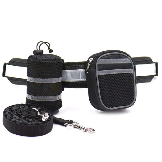 Reflective Pet Waist Bag with Hands-Free Leash – Night Walk Safety