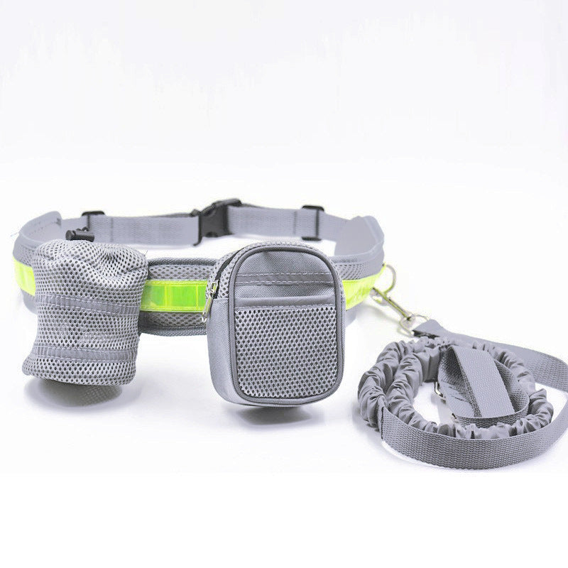 Reflective Pet Waist Bag with Hands-Free Leash – Night Walk Safety