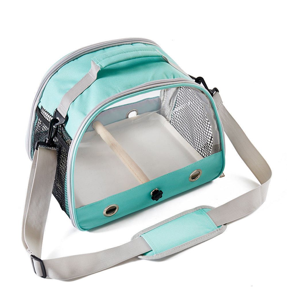 Portable Clear View Bird Carrier Travel Cage with Perch & Tray - Breathable Pet Bag for Parrots, Cockatiels & Small Animals