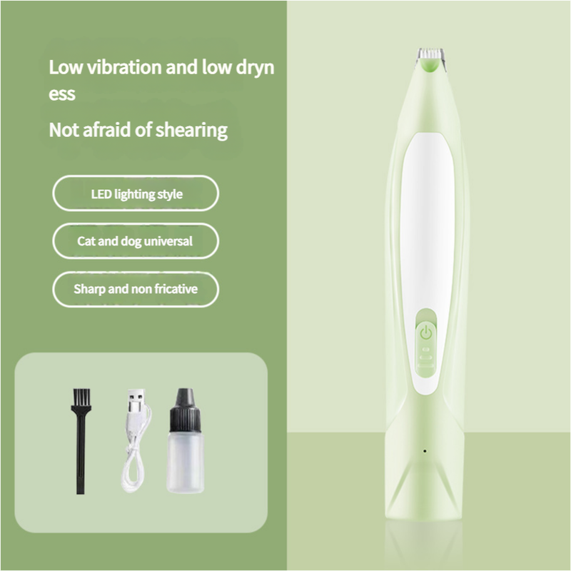 Electric Pet Hair Clipper with Type-C Charging, LED Light, and Grooming Accessories(pink)
