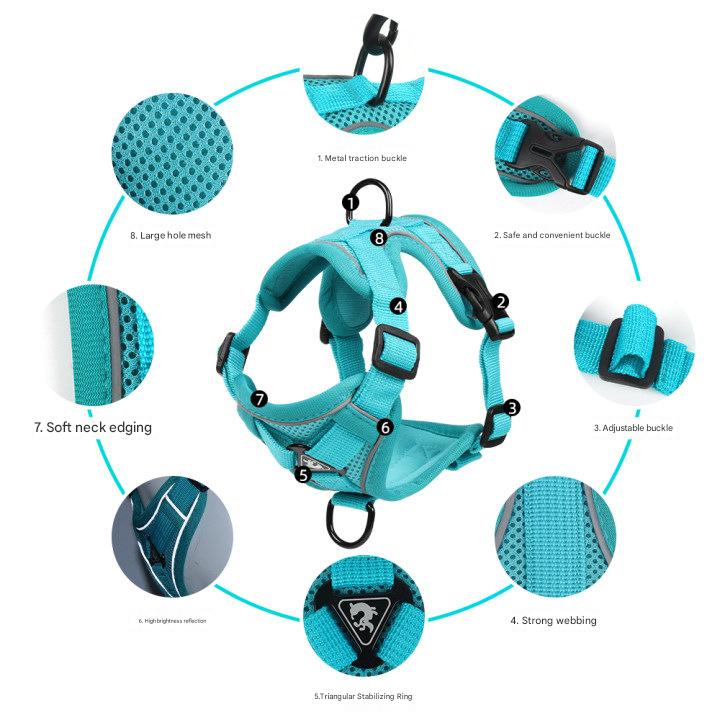 Reflective Mesh Dog Harness and Leash Set - Adjustable No-Pull Vest