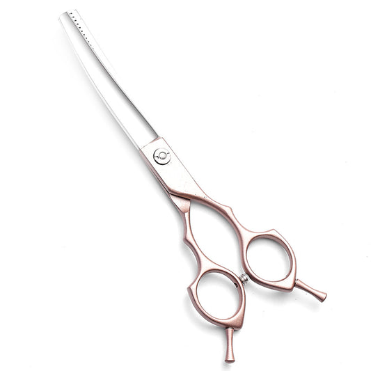 6.5" Pet Blending Shears – Rose Gold & Silver 38-Tooth Curved Scissors