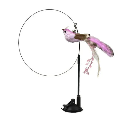 Simulation Bird Cat Toy – Suction Cup Feather Teaser Wand for Play