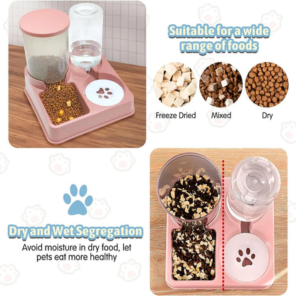 2 In 1 Tilted Automatic Pet Food And Water Feeder Gravity Food Feeder and Waterer