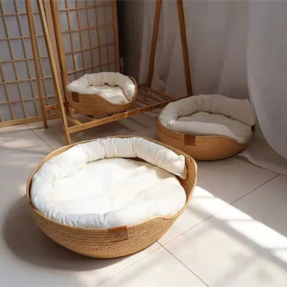 Pet bamboo Weaving waterproof Removable Cushion Sleeping Bag