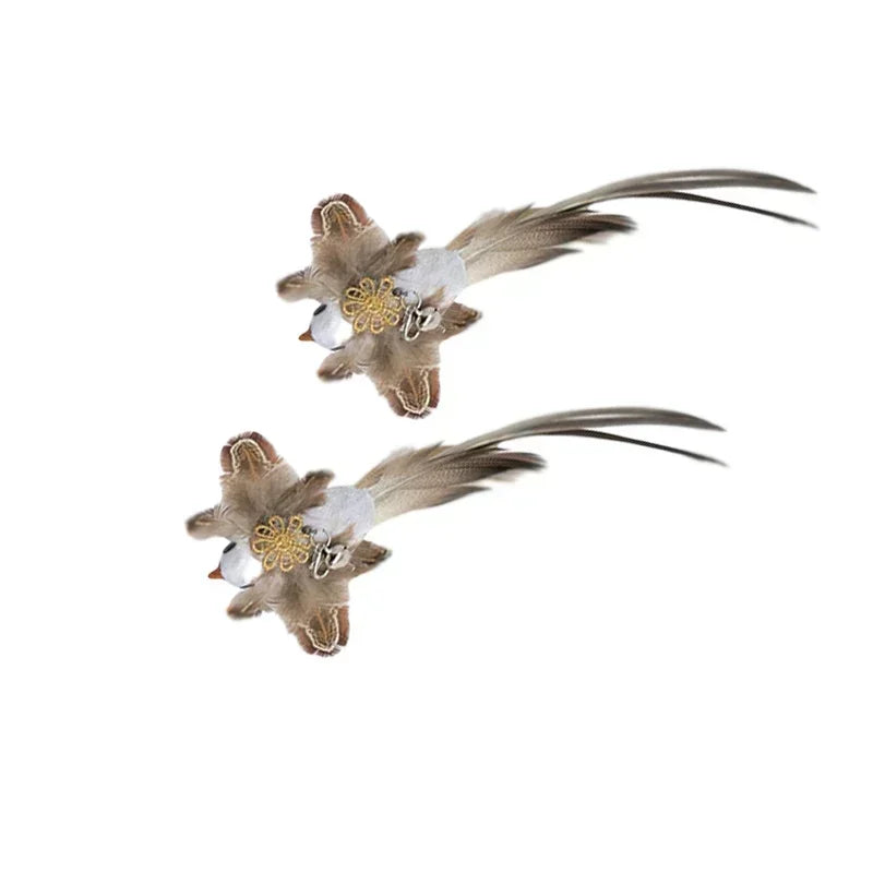Simulation Bird Cat Toy – Suction Cup Feather Teaser Wand for Play