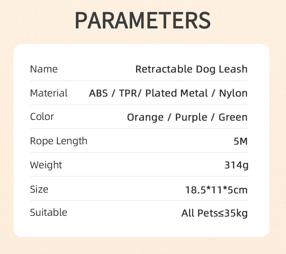 5M Automatic Retractable Dog Leash LED Luminous