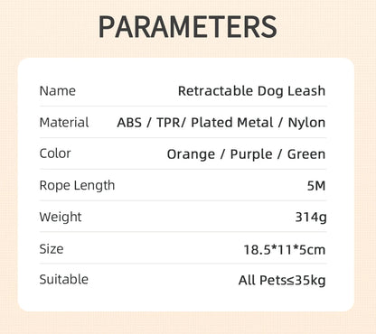 5M Automatic Retractable Dog Leash LED Luminous