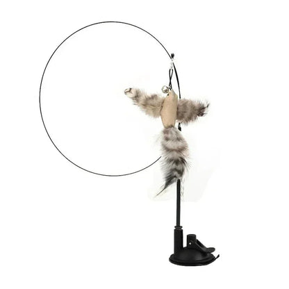 Simulation Bird Cat Toy – Suction Cup Feather Teaser Wand for Play